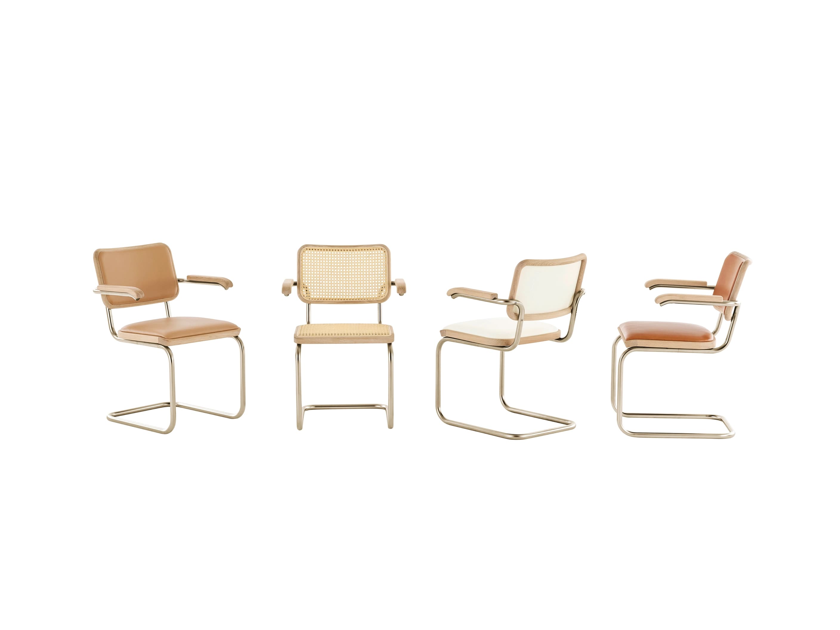 Image JS . Thonet cantilever chair group S64 of the edition NORDIC 01-04 in oak  nickel silver matt.