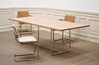 JS . Thonet cantilever chairs S64 of the edition NORDIC 01-04 in oak nickel silver matt.